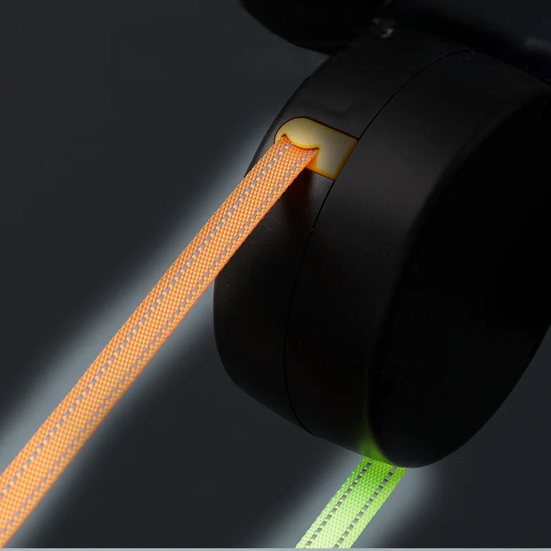Retractable Dual Dog Leash – 3M Reflective Leads with LED Light, 360° Swivel & No-Tangle Design