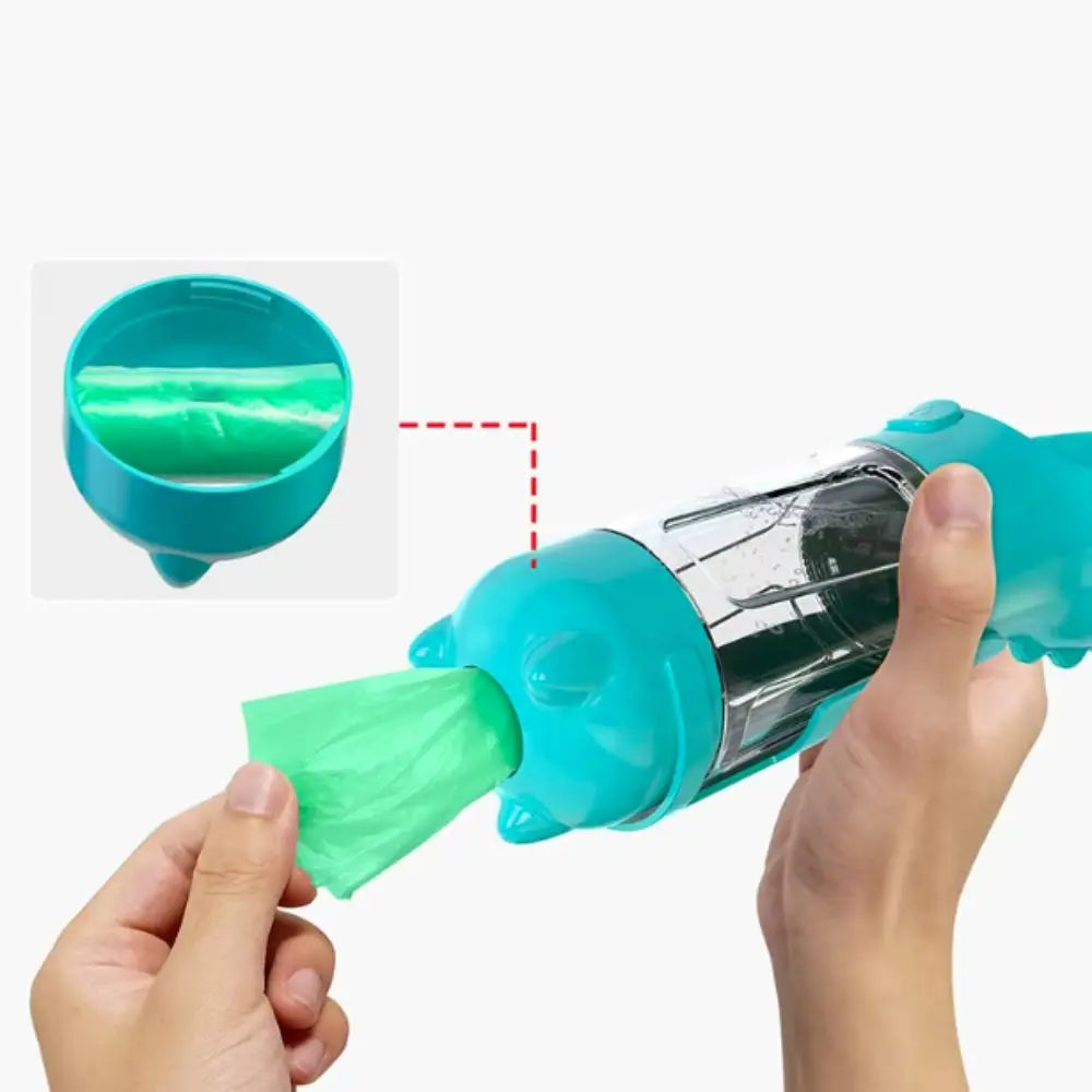 300/500ml Pet Water Food Dispenser 3 in 1 Leak Proof Pet Dog Water Bottle with Trash Bag Box and Shovel Dog Food Feeder Puppy