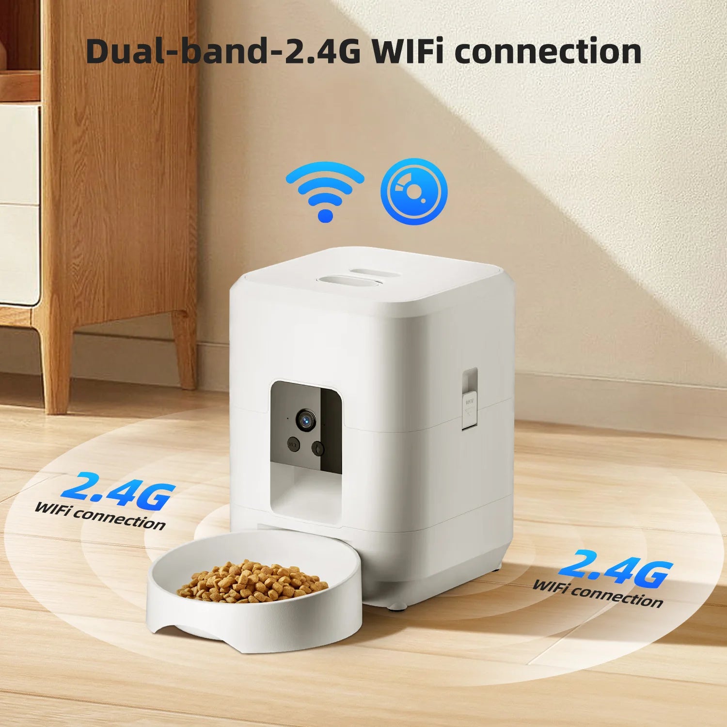 Smart Automatic Pet Feeder 2L – Wi-Fi Camera, Remote App Control for Dogs & Cats
