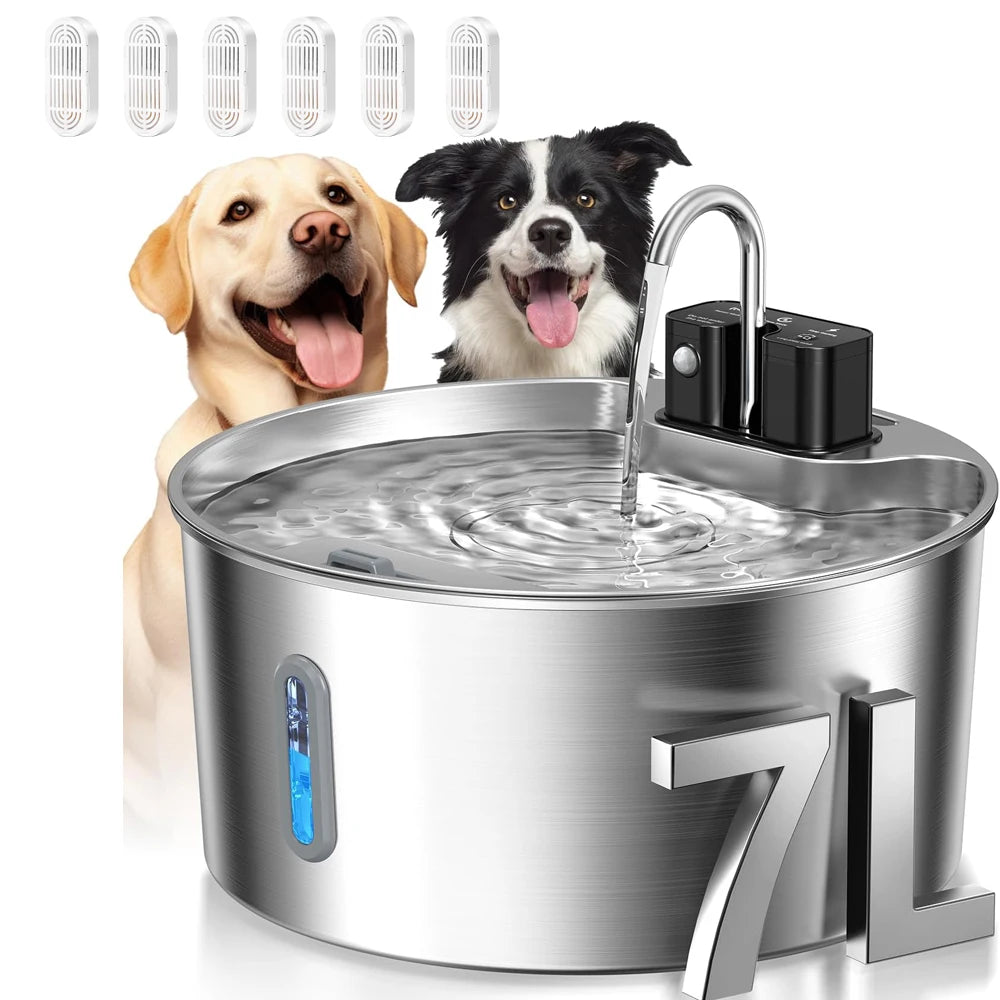 7L Stainless Steel Wireless Recharging Sensor Cat Water Fountain Auto Drinking Fountain For Cats Dog Drinker Pet Dispenser Bowl