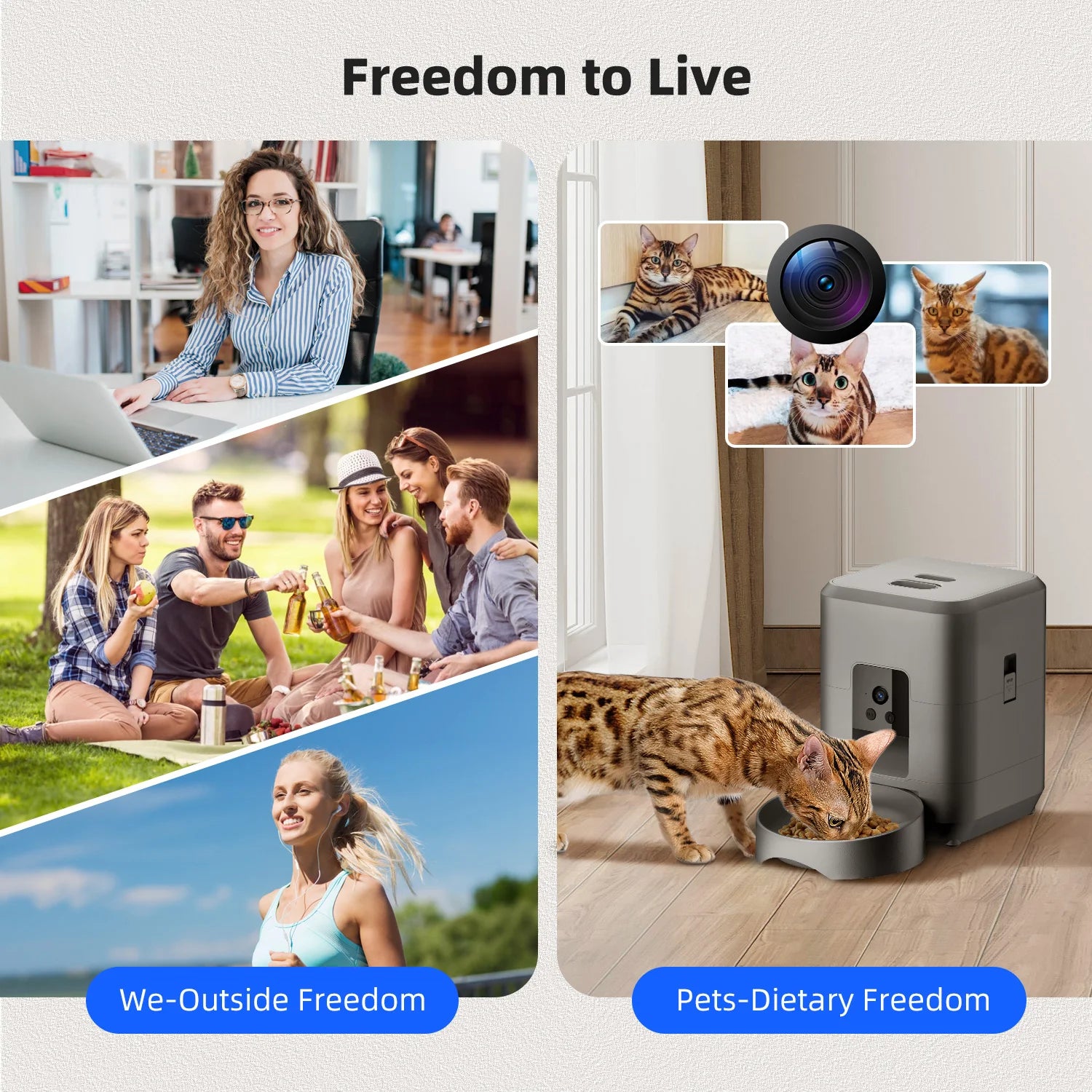 Smart Automatic Pet Feeder 2L – Wi-Fi Camera, Remote App Control for Dogs & Cats
