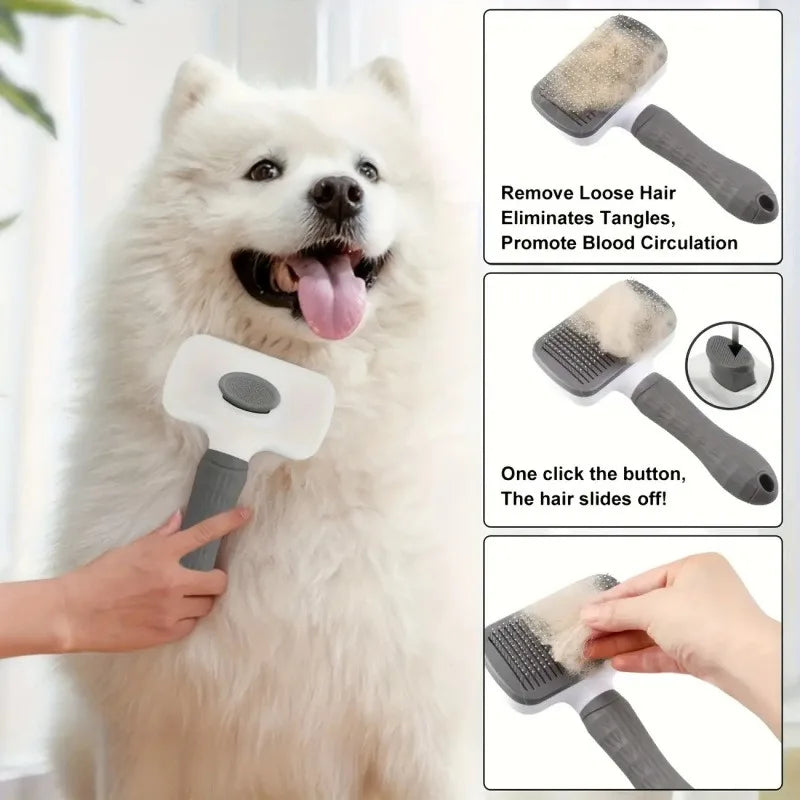 Self-Cleaning Pet Grooming Brush – One-Click Hair Removal for Dogs & Cats