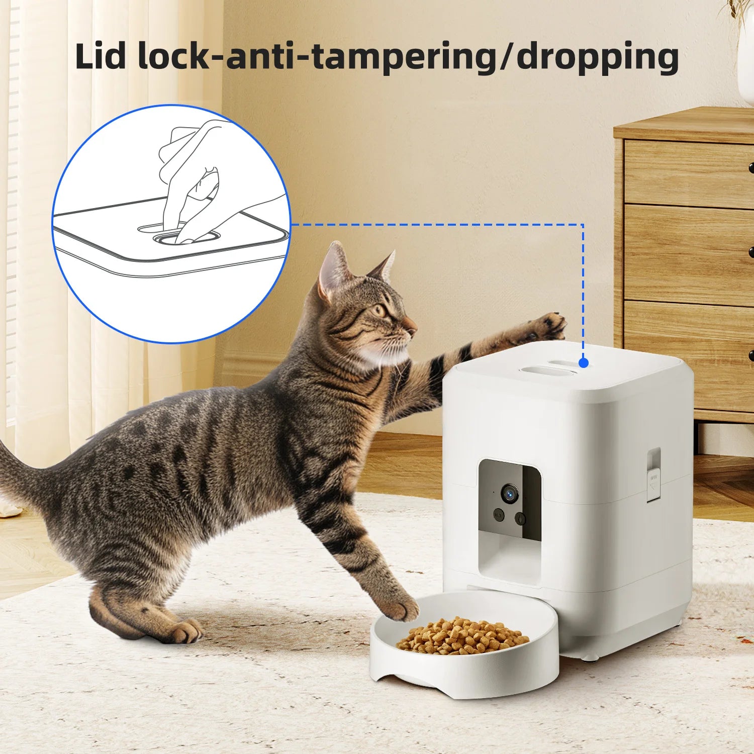 Smart Automatic Pet Feeder 2L – Wi-Fi Camera, Remote App Control for Dogs & Cats