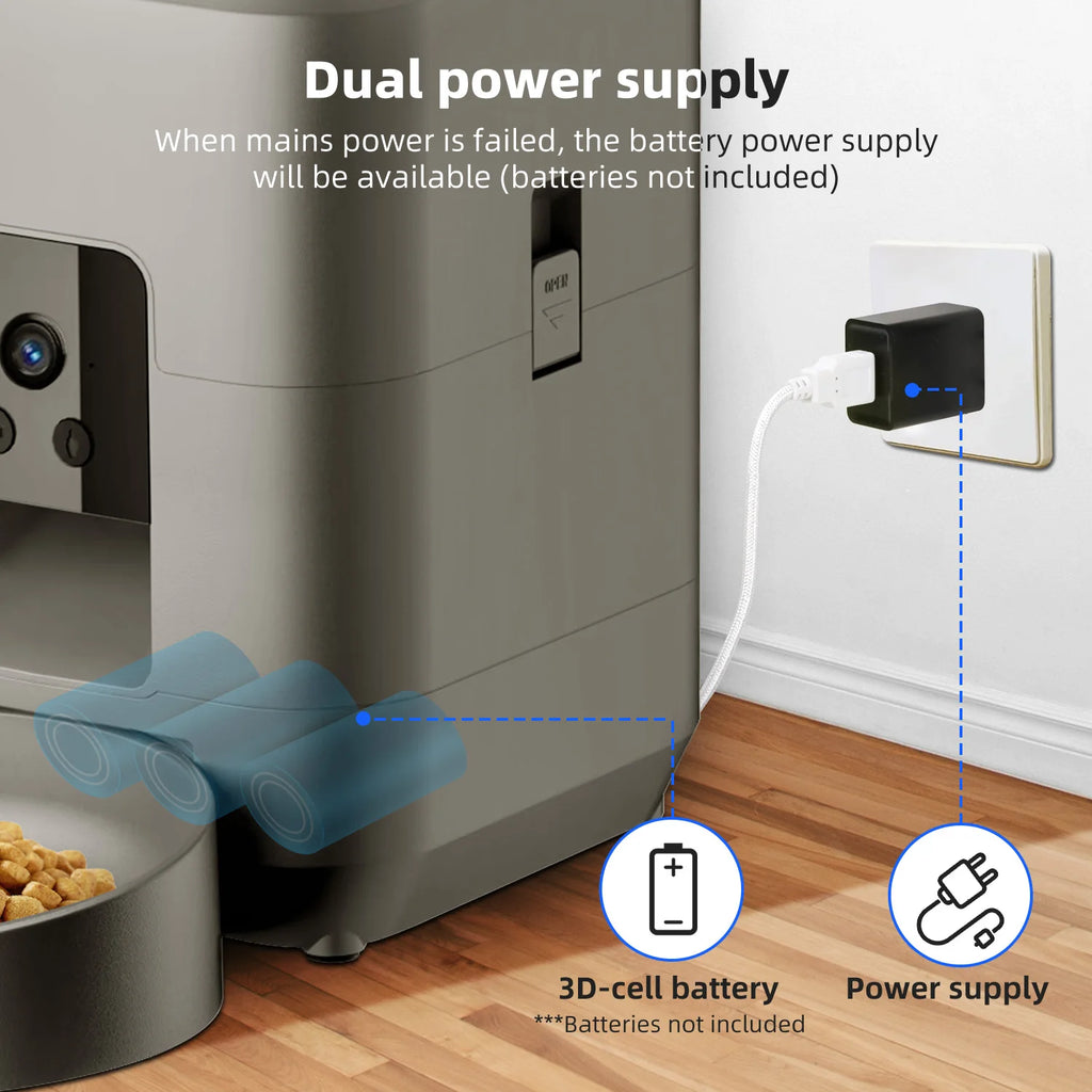 Smart Automatic Pet Feeder 2L – Wi-Fi Camera, Remote App Control for Dogs & Cats
