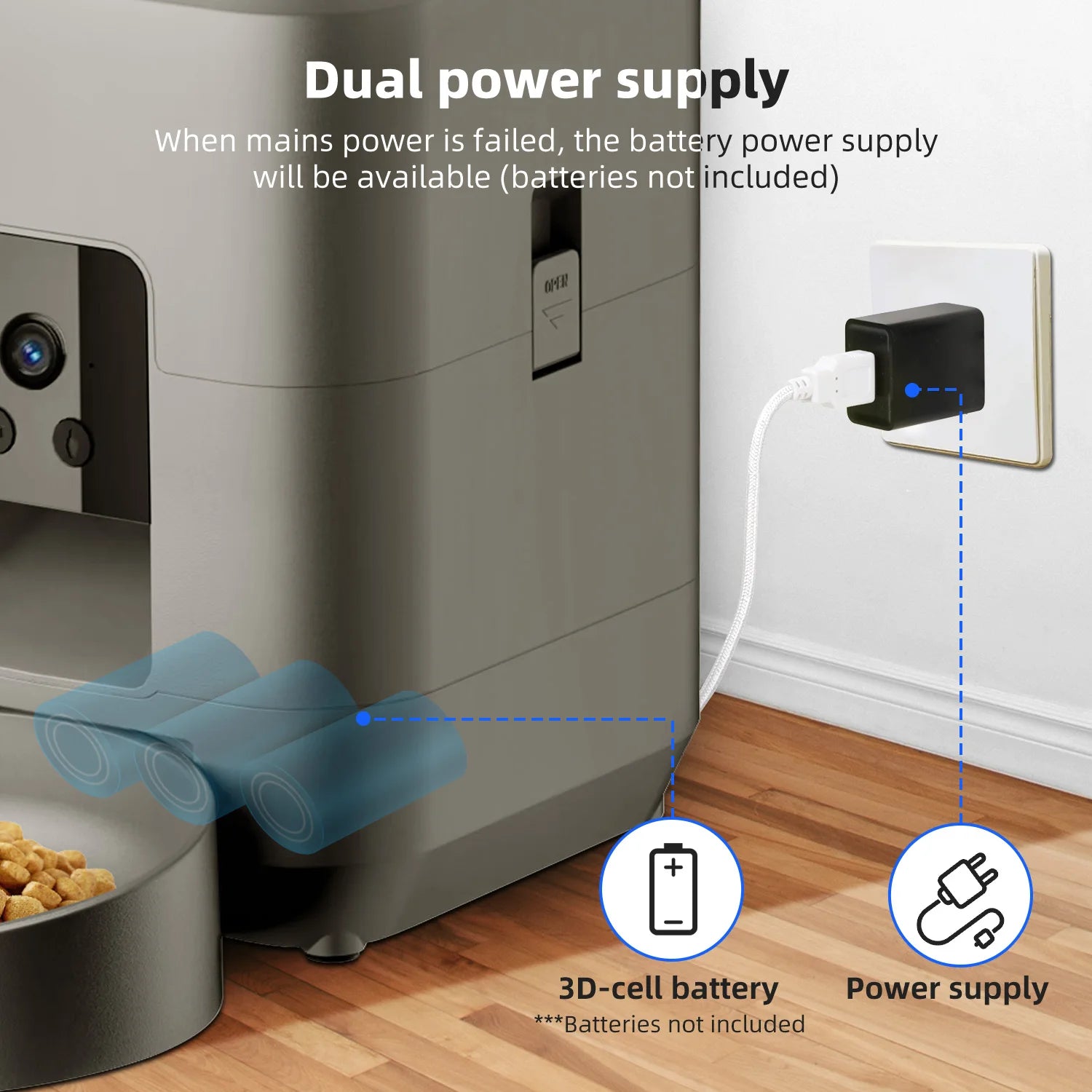 Smart Automatic Pet Feeder 2L – Wi-Fi Camera, Remote App Control for Dogs & Cats