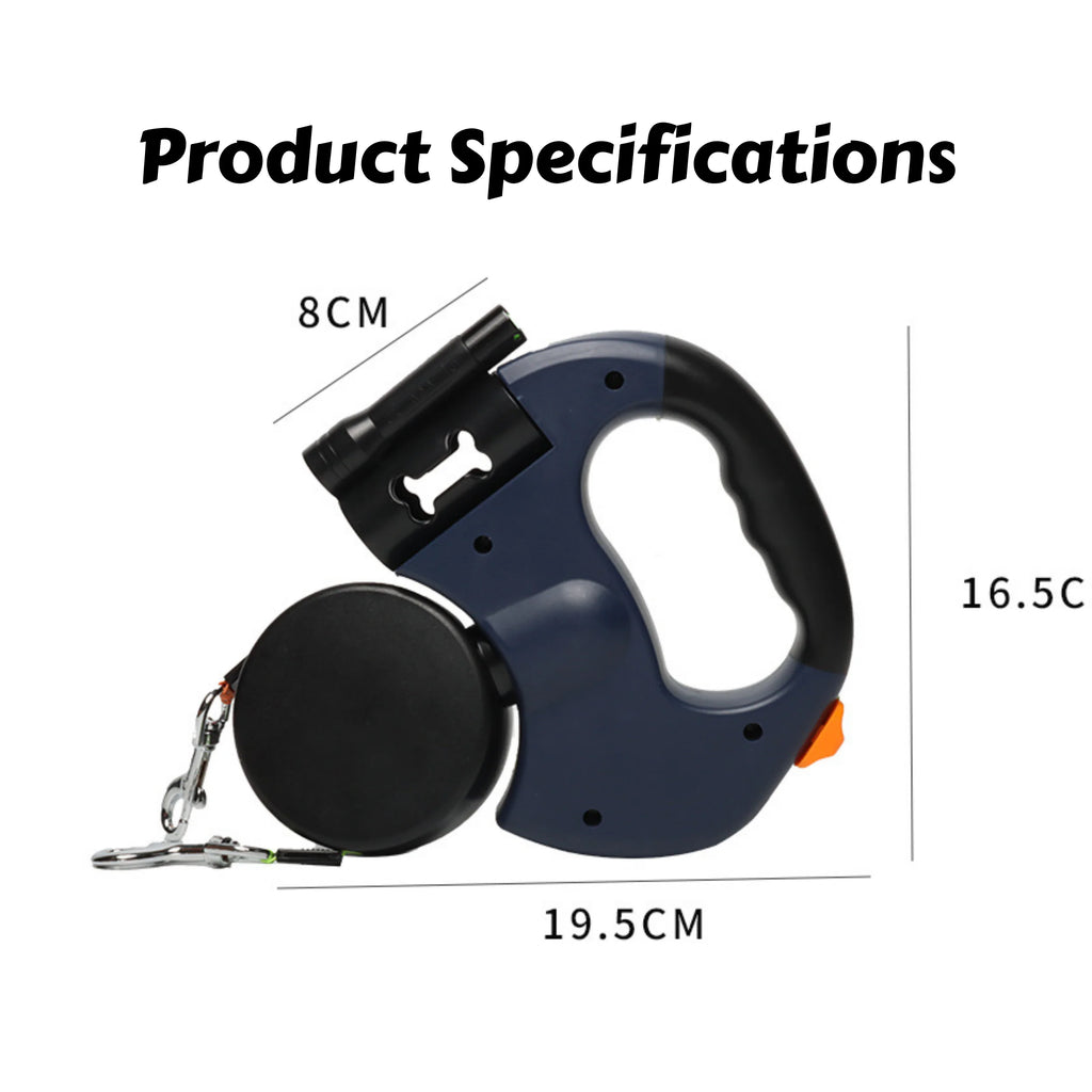 Retractable Dual Dog Leash – 3M Reflective Leads with LED Light, 360° Swivel & No-Tangle Design