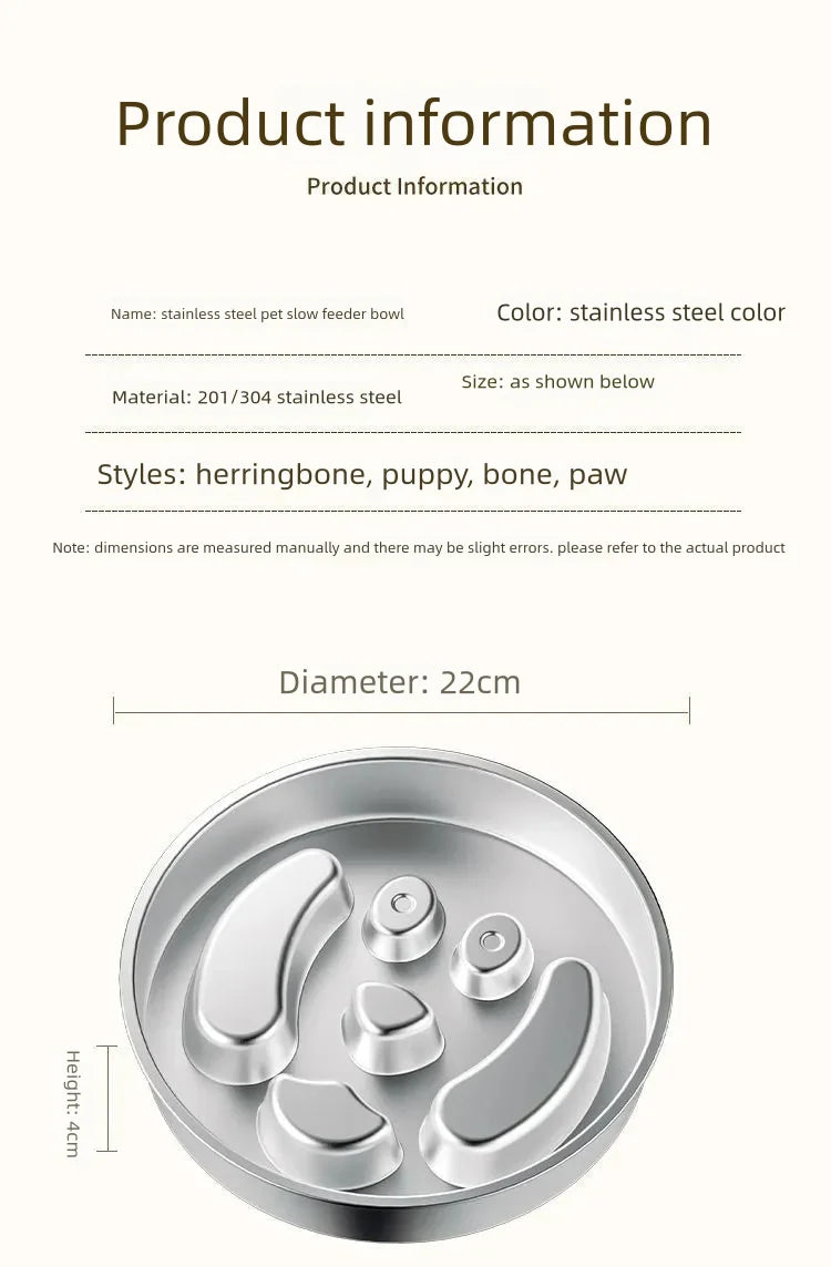 Stainless Steel Slow Feeder Bowl