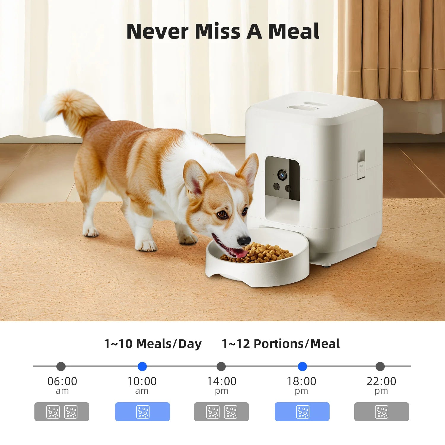 Smart Automatic Pet Feeder 2L – Wi-Fi Camera, Remote App Control for Dogs & Cats