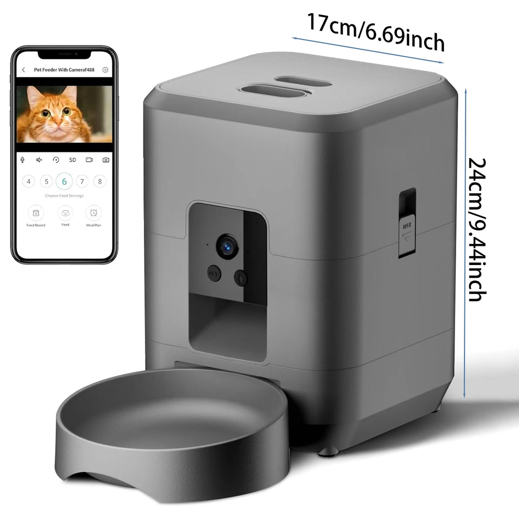 Smart Automatic Pet Feeder 2L – Wi-Fi Camera, Remote App Control for Dogs & Cats