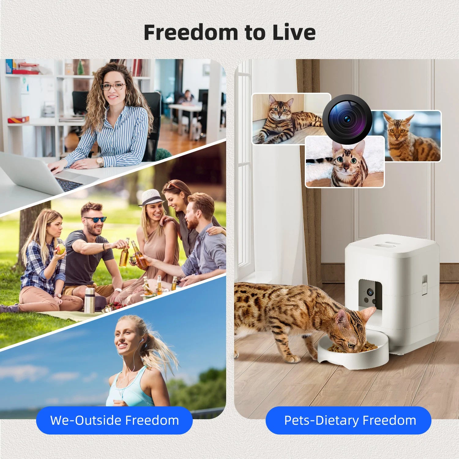 Smart Automatic Pet Feeder 2L – Wi-Fi Camera, Remote App Control for Dogs & Cats