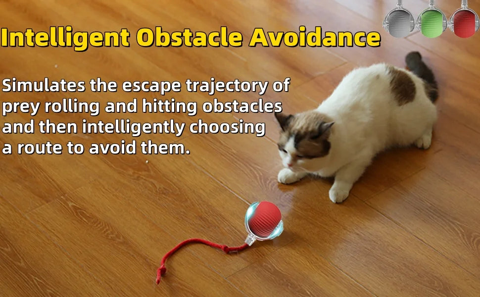 Smart Interactive Cat Toy – Automatic Moving Teaser Ball with Faux Tail, Rechargeable & Motion Sensor