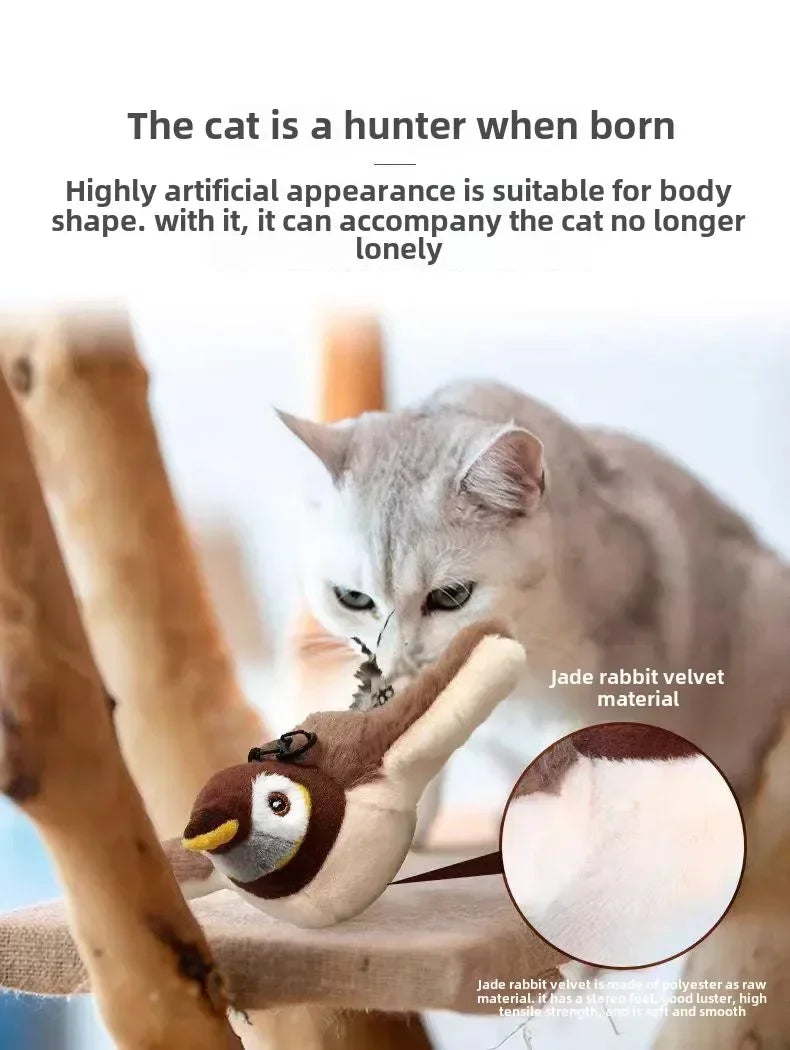Interactive Cat Toy with Catnip – Touch-Activated Squeaky Plush, USB Rechargeable