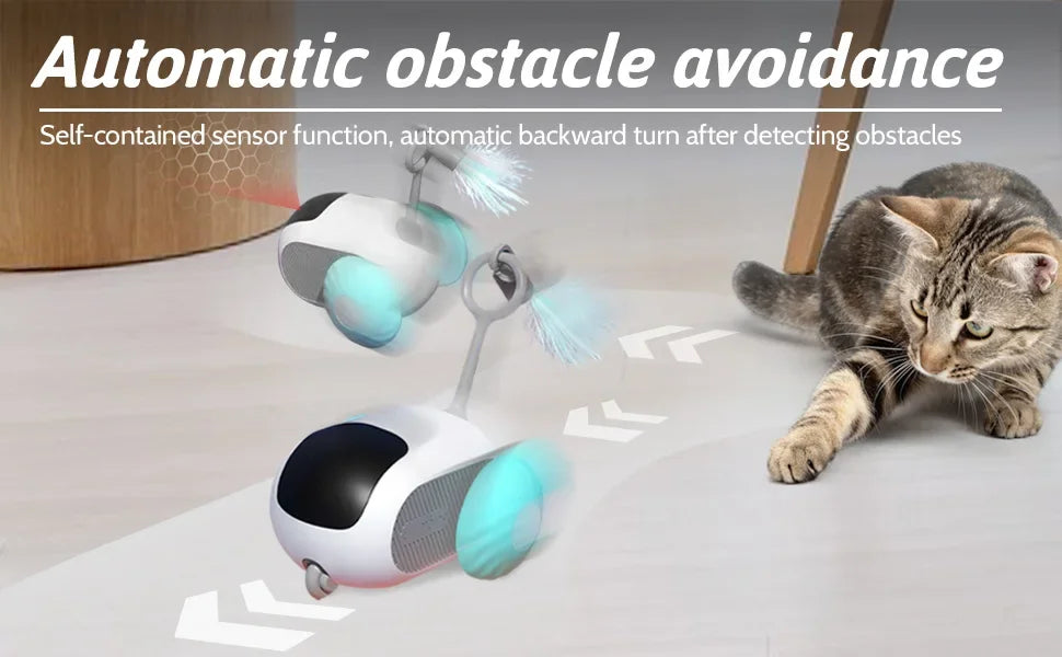 Smart Interactive Cat Toy – Automatic Moving Teaser Ball with Faux Tail, Rechargeable & Motion Sensor