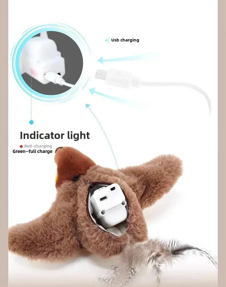 Interactive Cat Toy with Catnip – Touch-Activated Squeaky Plush, USB Rechargeable