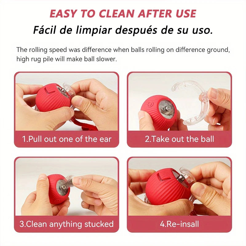 Smart Interactive Cat Toy – Automatic Moving Teaser Ball with Faux Tail, Rechargeable & Motion Sensor
