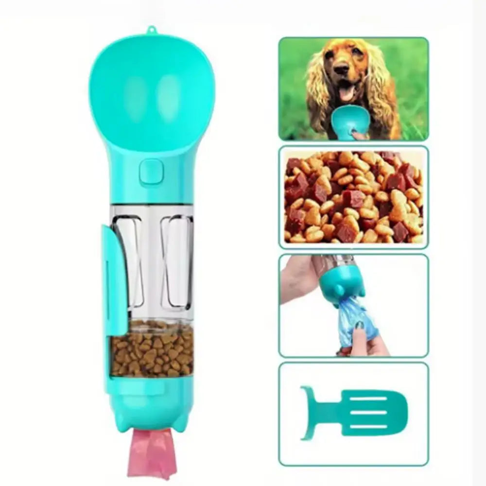 300/500ml Pet Water Food Dispenser 3 in 1 Leak Proof Pet Dog Water Bottle with Trash Bag Box and Shovel Dog Food Feeder Puppy
