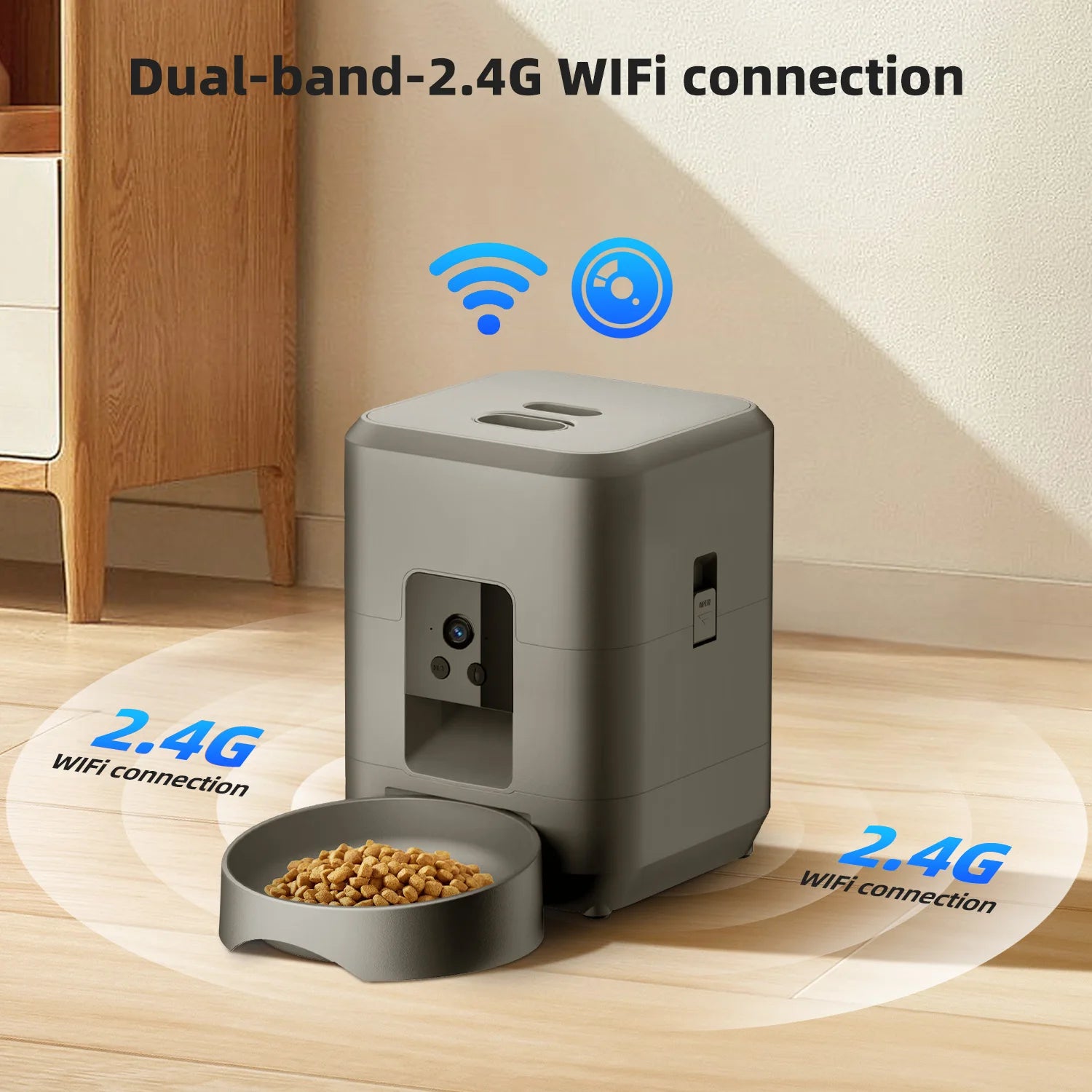 Smart Automatic Pet Feeder 2L – Wi-Fi Camera, Remote App Control for Dogs & Cats