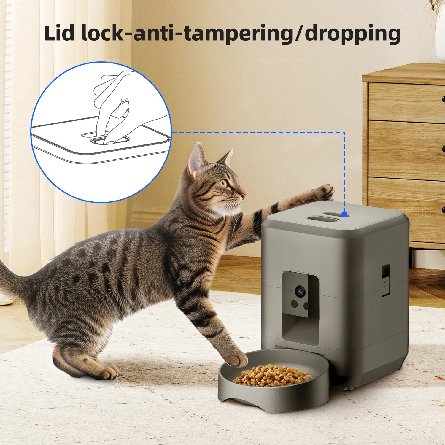 Smart Automatic Pet Feeder 2L – Wi-Fi Camera, Remote App Control for Dogs & Cats