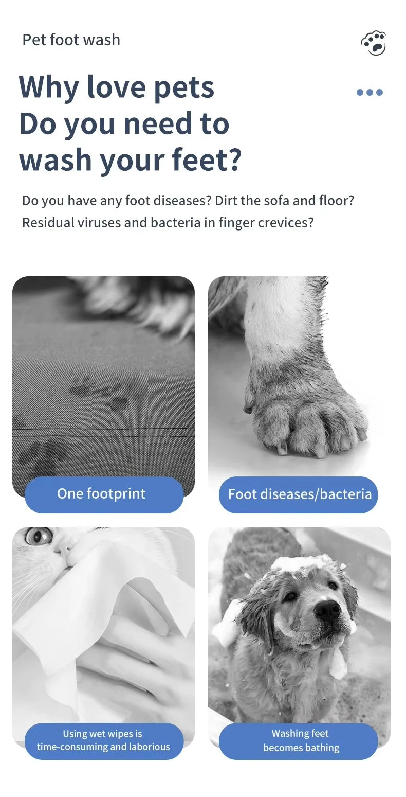 Electric Automatic Pet Foot Washing Machine Portable Quick Clean Low Noise Waterproof Dog Paw Cleaner Foot Cup