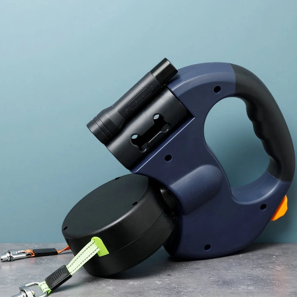 Retractable Dual Dog Leash – 3M Reflective Leads with LED Light, 360° Swivel & No-Tangle Design