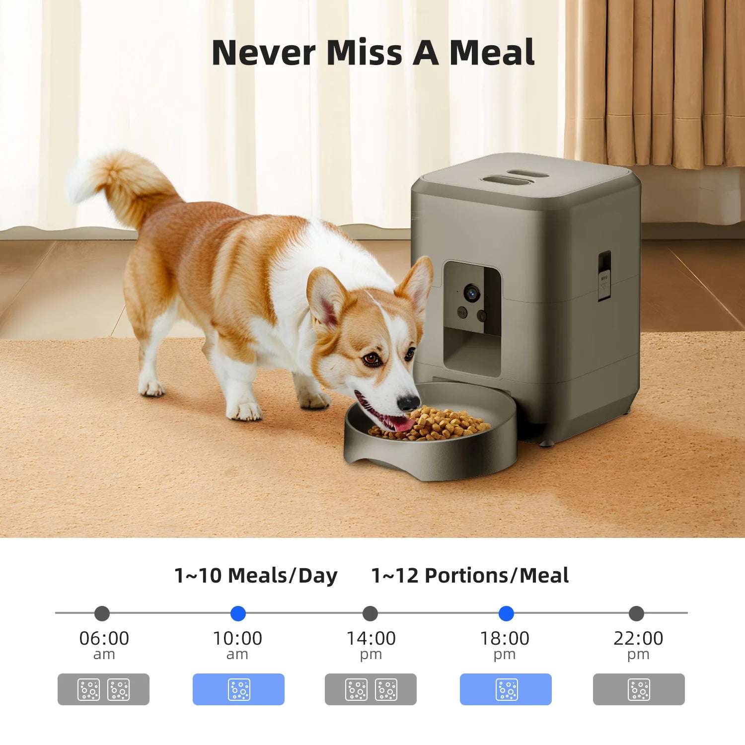 Smart Automatic Pet Feeder 2L – Wi-Fi Camera, Remote App Control for Dogs & Cats