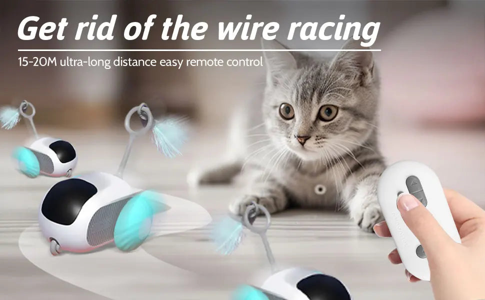 Smart Interactive Cat Toy – Automatic Moving Teaser Ball with Faux Tail, Rechargeable & Motion Sensor