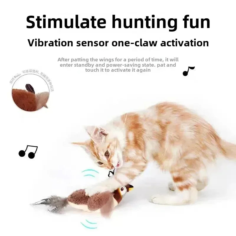 Interactive Cat Toy with Catnip – Touch-Activated Squeaky Plush, USB Rechargeable