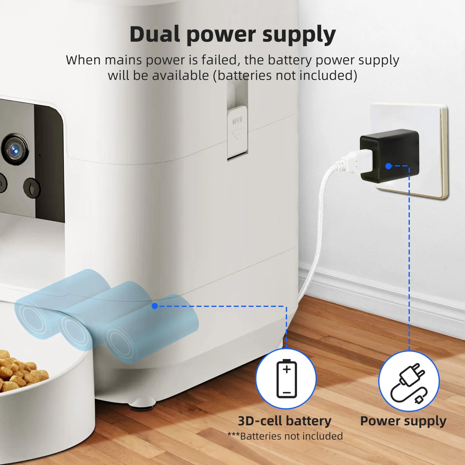 Smart Automatic Pet Feeder 2L – Wi-Fi Camera, Remote App Control for Dogs & Cats