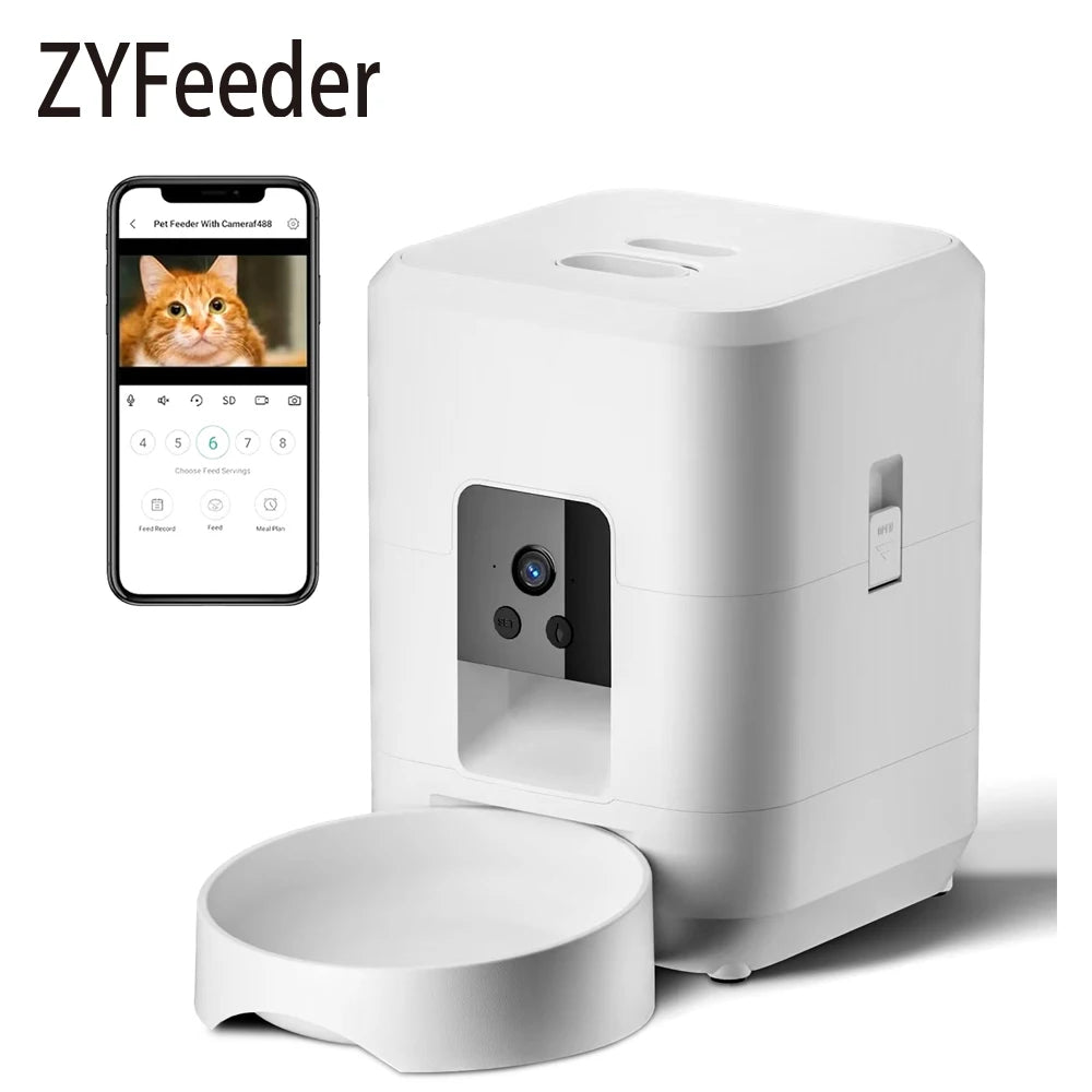 Smart Automatic Pet Feeder 2L – Wi-Fi Camera, Remote App Control for Dogs & Cats