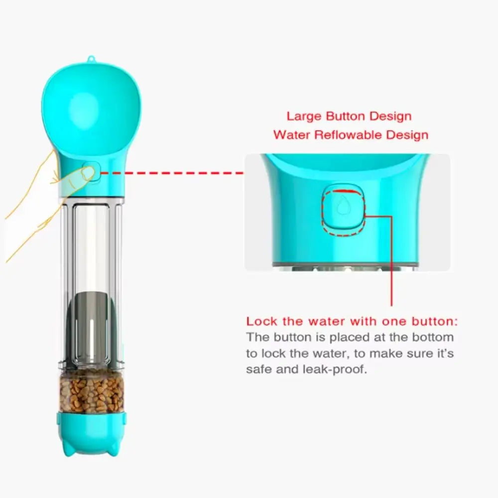 300/500ml Pet Water Food Dispenser 3 in 1 Leak Proof Pet Dog Water Bottle with Trash Bag Box and Shovel Dog Food Feeder Puppy
