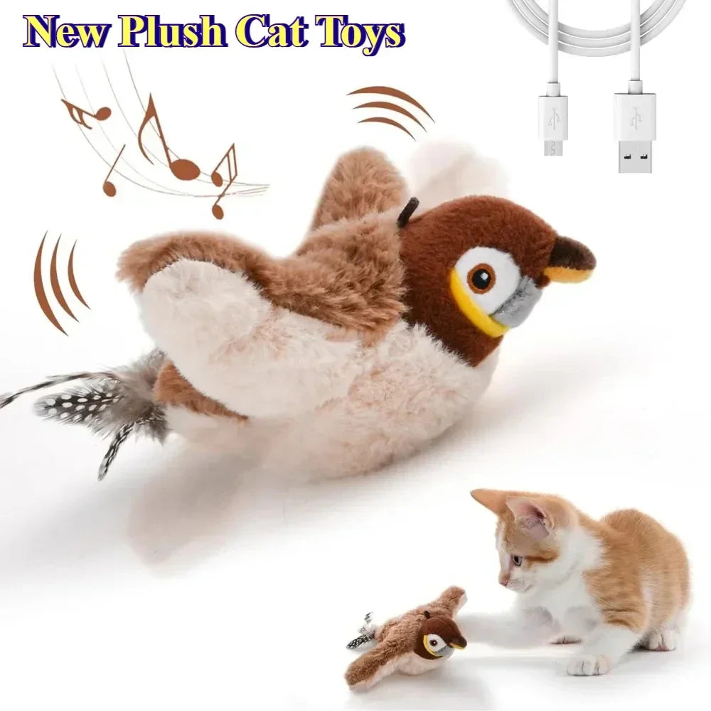 Interactive Cat Toy with Catnip – Touch-Activated Squeaky Plush, USB Rechargeable