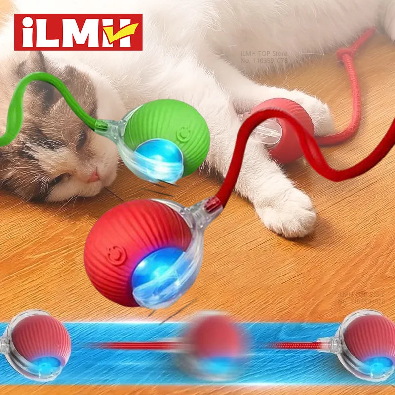 Smart Interactive Cat Toy – Automatic Moving Teaser Ball with Faux Tail, Rechargeable & Motion Sensor