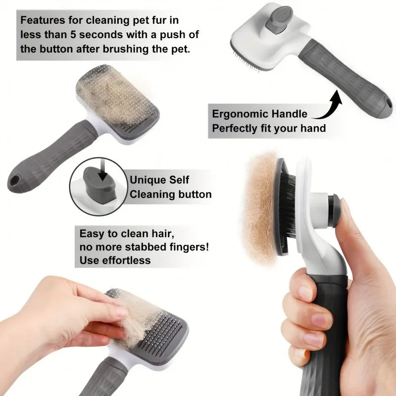 Self-Cleaning Pet Grooming Brush – One-Click Hair Removal for Dogs & Cats