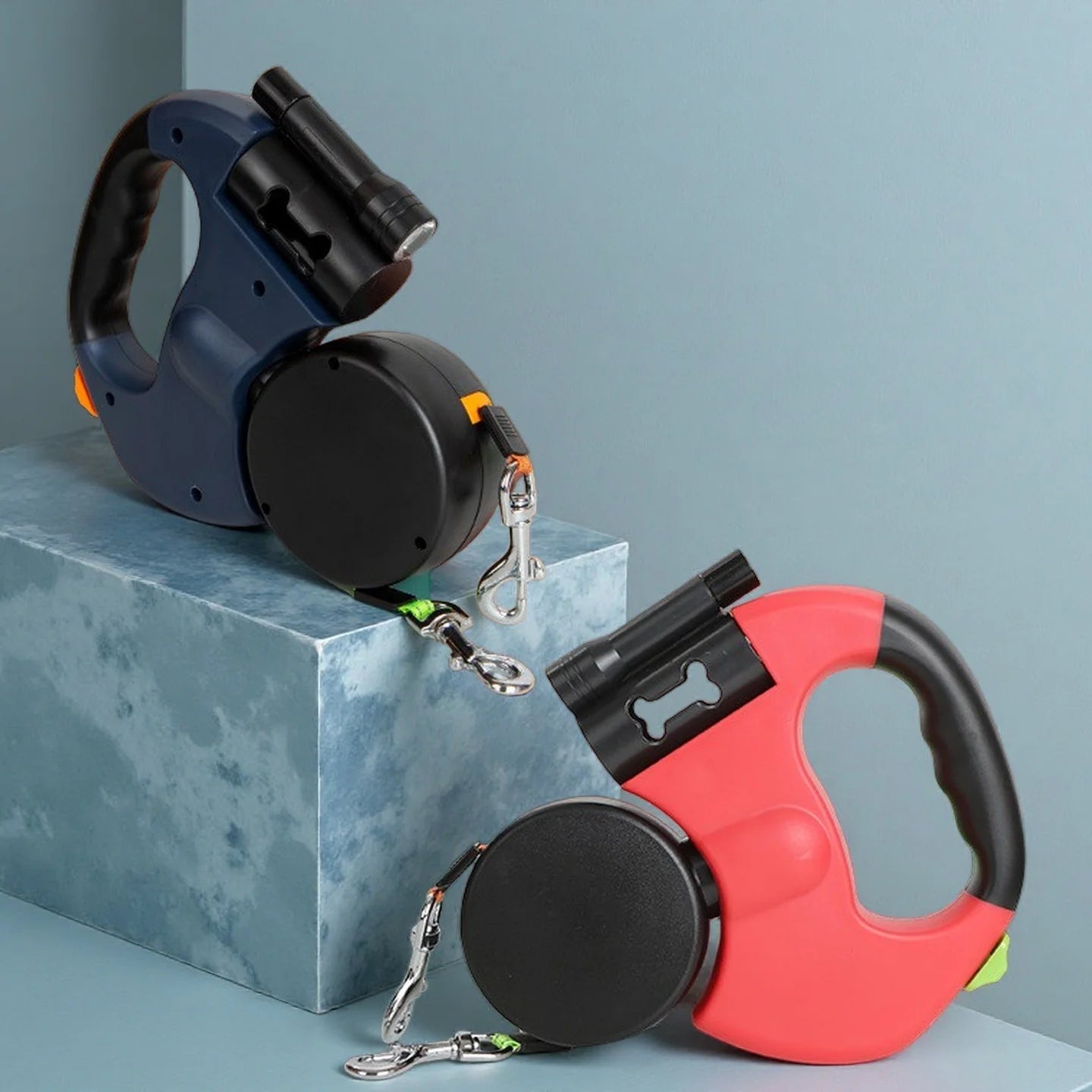 Retractable Dual Dog Leash – 3M Reflective Leads with LED Light, 360° Swivel & No-Tangle Design