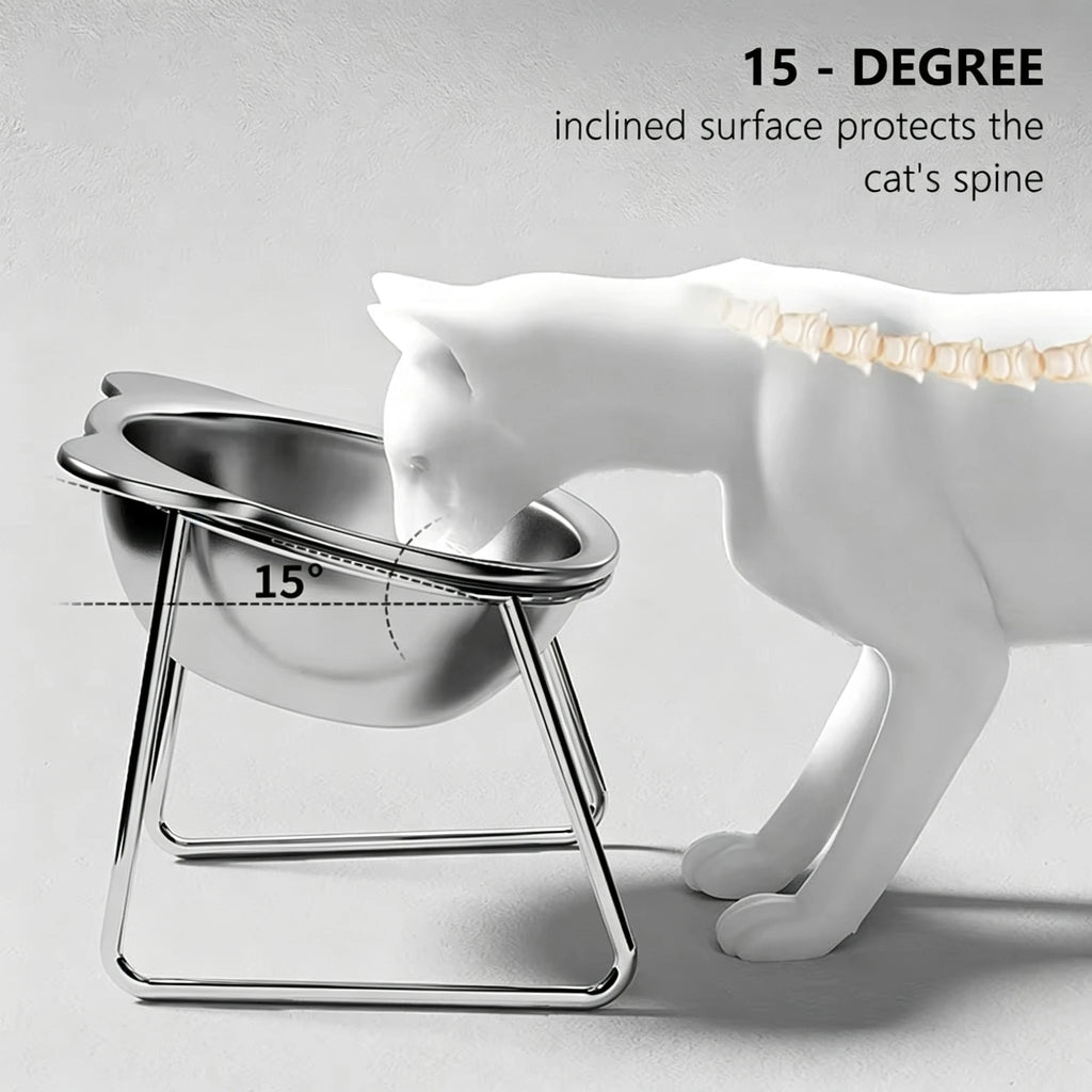 15° Elevated Stainless Steel Cat Bowl