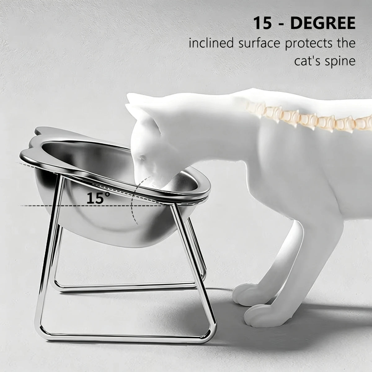 15° Elevated Stainless Steel Cat Bowl