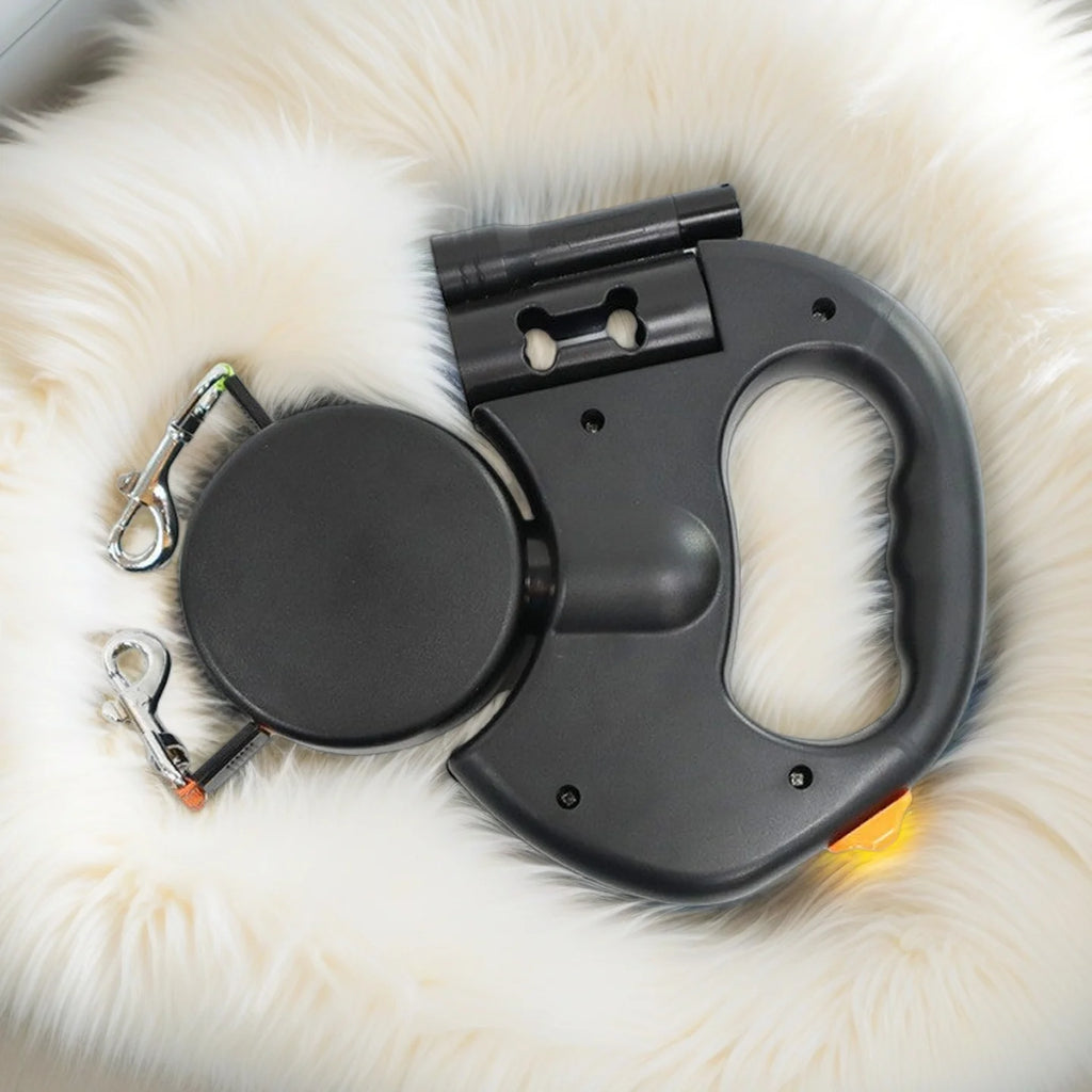 Retractable Dual Dog Leash – 3M Reflective Leads with LED Light, 360° Swivel & No-Tangle Design