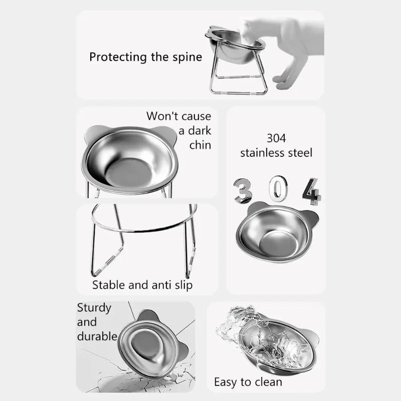 15° Elevated Stainless Steel Cat Bowl