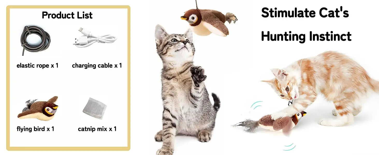 Smart Interactive Cat Toy – Automatic Moving Teaser Ball with Faux Tail, Rechargeable & Motion Sensor